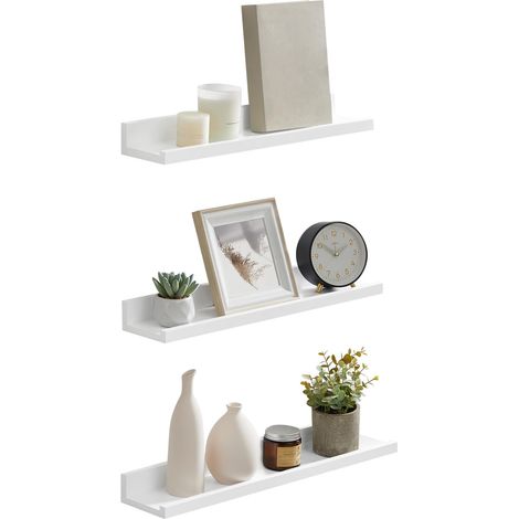 Étagère Murale Suspendue, Lot de 3, Décoration Salon, Longueur 38 cm, Tablette Flottante, pour Cadres Photo, Salon, Bureau, Salle de Bain, Cuisine, Blanc Nuage LWS38WTV2 (1/5)