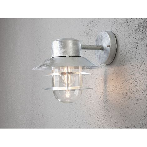 Moderne LED Außen Wandlaterne hängend, Stahl Silber, Höhe 24cm (1/5)