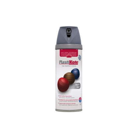 PlastiKote Twist & Spray Premium Matt Grey Spray Paint - 400ml (Coverage: 2.23m²)
