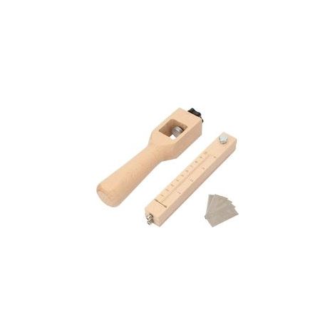 Outil de coupe de sangle en cuir réglable en bois, avec 5 lames, pour maroquinerie DIY – (1/5)