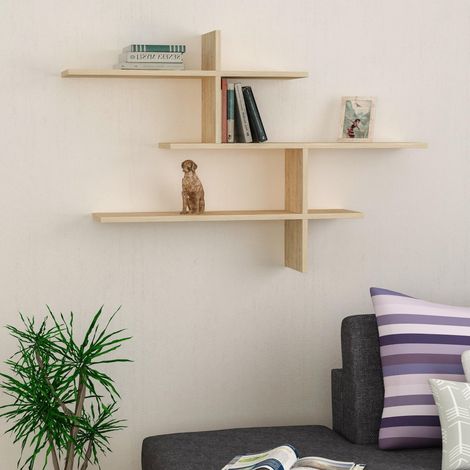 Decortie Leo Modern Floating Shelf  80.5cm Tall - Oak