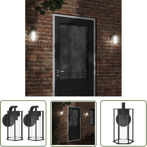 The Living Store Appliques murales d'extérieur 2 pcs noir acier inoxydable - Applique Murale Exterieure - Éclairage Extérieur - Luminaire Mural - Lampadaire Extérieur - Lumière Extérieure (1/5)