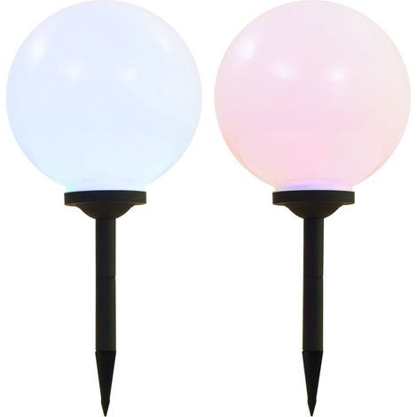 Lámparas solares esféricas de exterior 2 uds LED RGB 30 cm