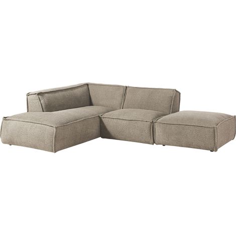 RAVENNA Divano angolare con poggia piedi - stoffa / taupe 195x220x79