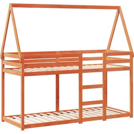 vidaXL Lit superposé sans matelas cire marron 90x190 cm pin massif (1/5)