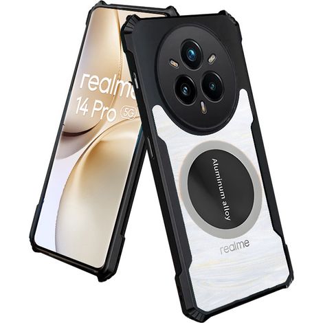 Funda para Realme 14 Pro+ 5G, con placa magnética, transparente/negra. (1/3)