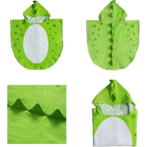 Peignoir/serviette de bain à capuche crocodile pour tout-petits, en microfibre de haute qualité, motif dessin animé amusant