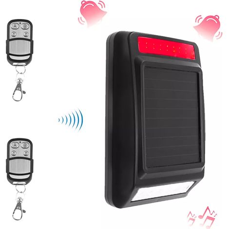 Sirène / carillon 110dB sans-fil 900 mètres autonome solaire extérieure + 2 télécommandes (DA600+) (1/5)