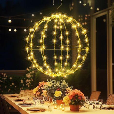 Christmas Light Balls, 30cm 120 LED Battery Operated Christmas Outdoor Decoration with Timer, 8 Modes, Waterproof, Warm White Indoor String Lights for Garden, Party, Home (1 Piece) (1/4)