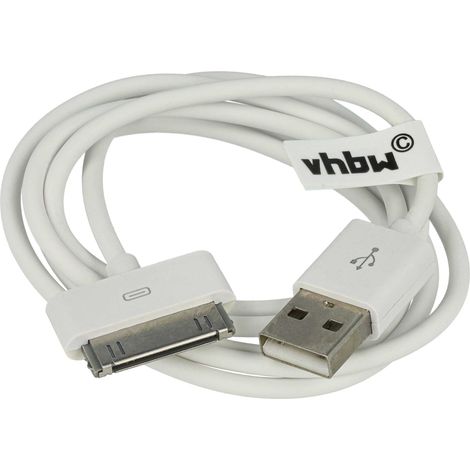 vhbw USB Data Cable (Type A to MP3 Player) compatible with Apple iPhone 4GB, 8GB, 4S MP3 Player, White