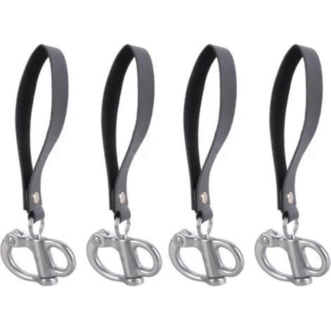 Set di 4 cordini da arrampicata a sgancio rapido in acciaio 316 con cinturini in pelle - Per un fissaggio stabile - Impugnatura in pelle - Moschettone a sgancio rapido -Crezuo