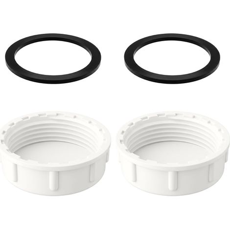 Lot de 2 Bouchons Obturateurs d'évier, Bouchon de 39mm pour Machine à Laver avec Filetage Femelle et Joint en Caoutchouc pour Cuisine, Salle de Bain et Tuyaux d'évacuation (39mm Blanc) (1/5)