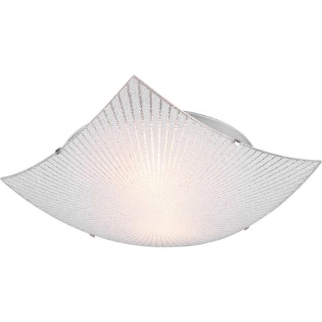 Plafonnier Trio ELISA carré 40 cm verre E27 blanc (1/4)