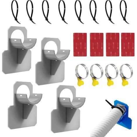 4 PCS Support de tuyau de piscine - accessoires avec collier de serrage en acier inoxydable - protection contre le pli en plastique - convient aux tuyaux de moins de 38 mm de diamètre (1/5)