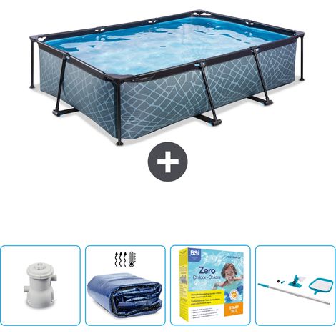 Exit Pool Rechteckig - Steinoptik - 300x200x65 cm - 5-teilig SCB14 (1/4)