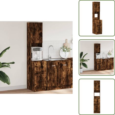 Armoire de cuisine chêne fumé 35x50x180 cm bois d'ingénierie - Armoire De Cuisine - Meuble De Cuisine - Placard De Cuisine - Unité De Cuisine - Rangement Cuisine (1/5)