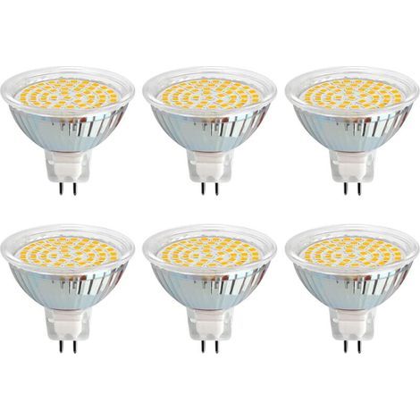 Ampoule GU5.3 LED 12V 3W Blanc Chaud 6000K, Ø50mm, Équivalent GU5.3 30W , 300LM, AC/DC 12V MR16 GU5.3 Spot LED Encastrable pour Jardin Extérieur/Entrée/Terrasse, Non-dimmable, lot de 6 [Classe énergét