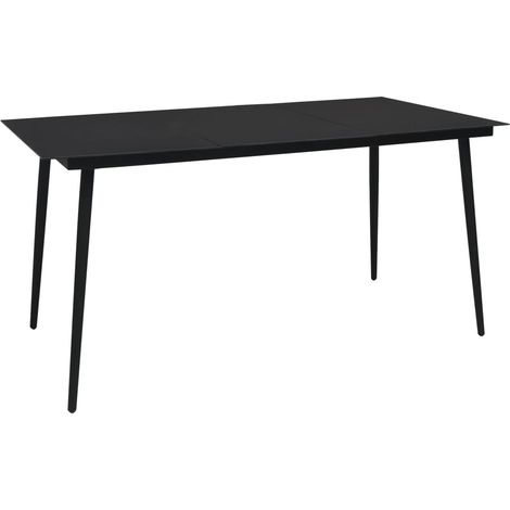 Garten-Esstisch Schwarz 150x80x74 cm Stahl und Glas