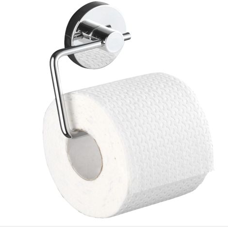 Portarrollos de papel higiénico: un elegante soporte de metal cromado para baños y aseos, diseñado para una dispensación de papel fluida dimensiones: 13 x 10,5 x 3 cm. (1/5)