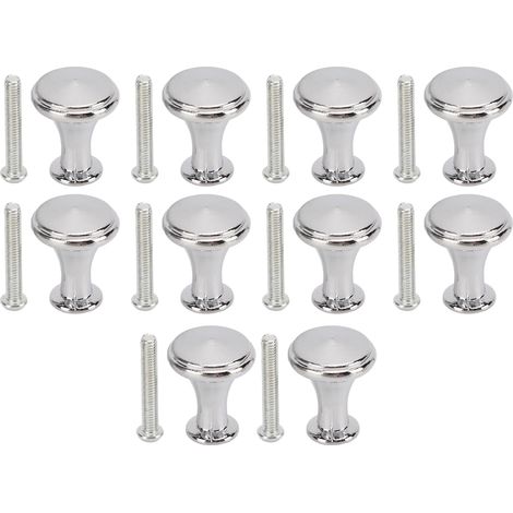 10 Sets Single Hole Handles 20x25MM Replacement Single Hole Drawer Cabinet Round Handle DecorationSilver White (1/5)