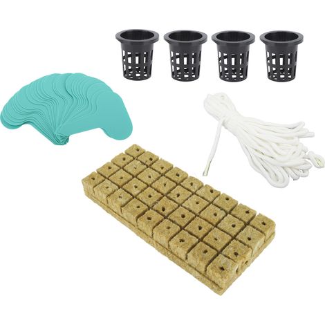 72 cubes de laine de roche de 2,5 cm avec pots en maille de 5 cm pour système de culture hydroponique, maille hydroponique à bonne absorption d'eau, kit pour usage domestique (1/5)
