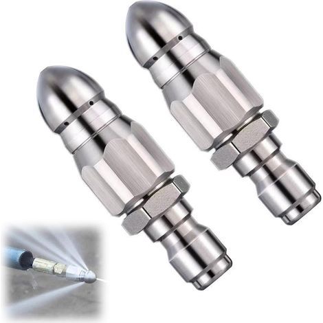 2 Pièces Buse De Nettoyage Pour Égouts En Acier Inoxydable, Buse De Jet D'Égout Pour Nettoyeur Haute Pression,Accessoire Nettoyeur Acier Inoxydable Pour Tuyaux,Pour Déboucher Les Canalisations (1/5)
