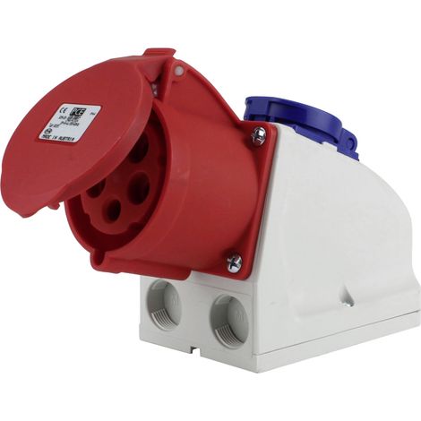 PCE CEE-Kombi-Wandsteckdose 1xSchutzkontakt 1xCEE 32A rot Stecker & Kupplungen