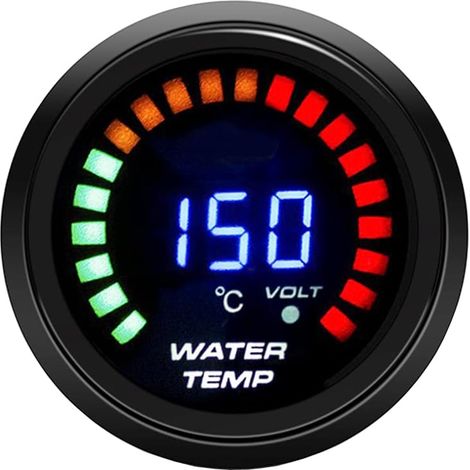 Kit indicatore digitale della temperatura dell'acqua del motore dell'auto da 2 pollici e 52 mm con display illuminato e lente fumé