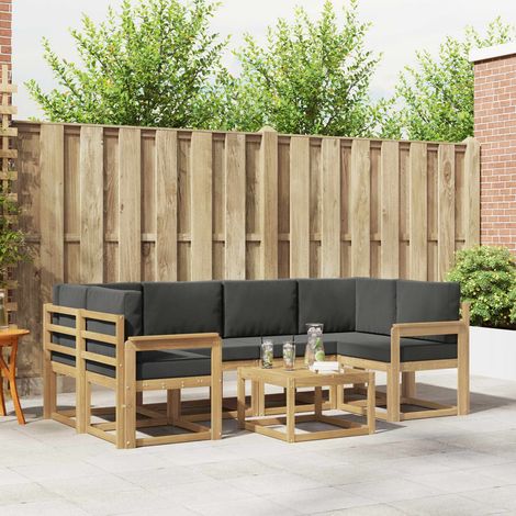 vidaXL Outdoor-Sofagarnitur mit Kissen 7 pcs Weiß und Anthrazit (1/5)