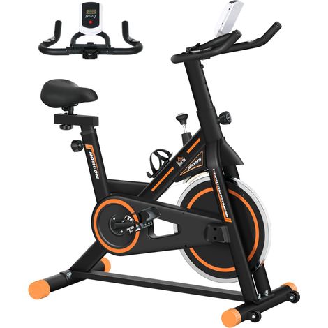 Vélo d'appartement pour la maison vélo de fitness d'intérieur silencieux résistance réglable acier 103 x 48 x 115cm noir (1/5)