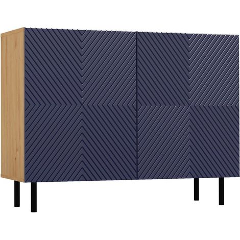 CDF Moderne Kommode Kama 2K Farbe: Artisan Eiche - Dunkelblau Schrank für Dokumente, Kleinigkeiten Ideal für Wohnzimmer, Schlafzimmer, Kinderzimmer und Büro Einfache Montage (1/5)