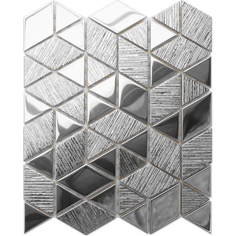 Mosaico in vetro su rete per bagno e cucina 26.3cm x 30.3cm - Scratched mirror (1/5)