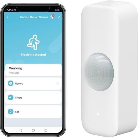 Intelligenter Bewegungsmelder, WLAN-Infrarot-Bewegungsmelder für Alarmanlagen, Sensor mit Fernüberwachung per App, Alarmbenachrichtigungen, Alexa-kompatibel (1/5)