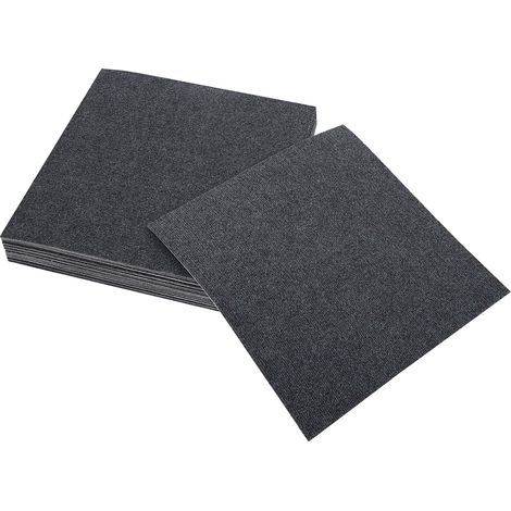 Confezione da 20 piastrelle autoadesive per moquette, 50 x 50 cm, Rivestimento autoadesivo per pavimenti, Per casa, ufficio (grigio scuro) (1/5)