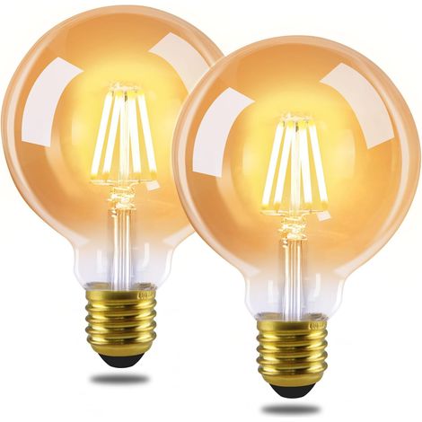2 pcs Estilo Vintage E27 Bombillas LED - G80 Edison Bombilla, 2700K, 4W, Blanco Cálido Bombilla Incandescente, Cristal Antiguo Retro Bombilla de Filamento, Ahorro de Energía para Hoteles. (1/5)