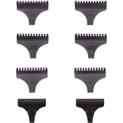 Lot de 8 sabots de coupe (1 mm, 2 mm et 3 mm) avec protection pour tondeuse électrique sans fil Vintage T9 (lame en T, hauteur 31 mm et 32 mm). (1/5)
