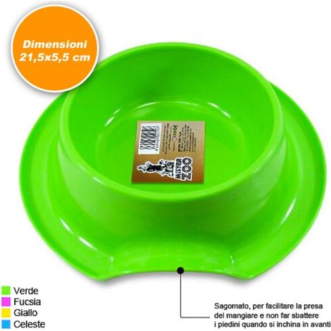 TrAdE Shop Traesio - Ciotola Scodella Per Animali Cani Gatti Sagomata In Plastica 21,5 Cm Vari Colori -