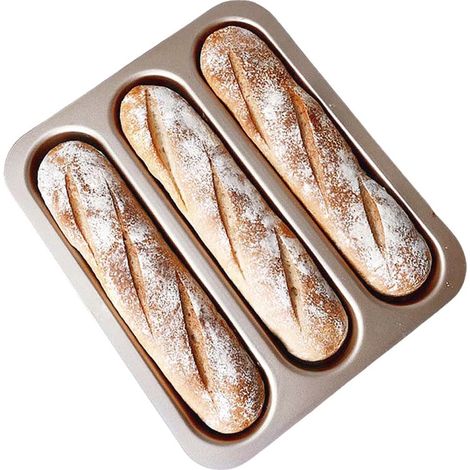 Teglia da forno per pane, antiaderente, con 3 scanalature ondulate (1/3)