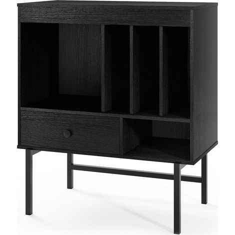 Vinyl Record Player Stand with Storage, Black, 70x36x80 cm (1/5)