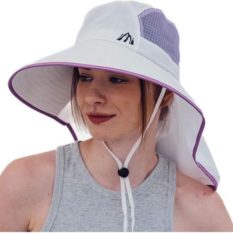 sun hat for women wide brim fishing hat UPF 50+ UV protection gardening hats with large neck flap (1/5)