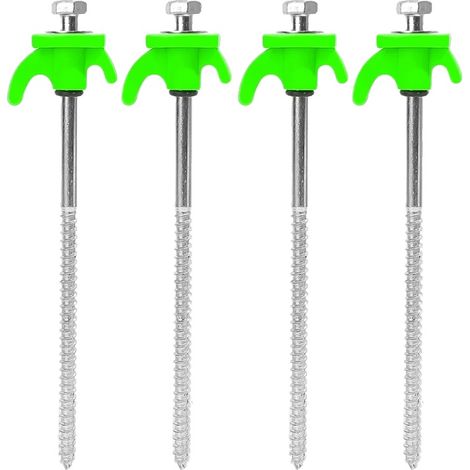 Estacas para tienda de campaña, fabricadas en acero al carbono, ligeras y portátiles, color verde - 4 unidades (1/2)