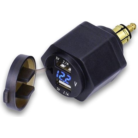 Chargeur voiture double port USB Bizaical avec voltmètre LED, 12-24V, 5V 4.2A, étanche et robuste (1/5)