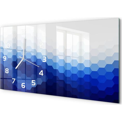 Horloge Murale Maison 60x30 cm Design Panoramique Salon Cuisine Bureau Arrière-plan de cubes (1/5)