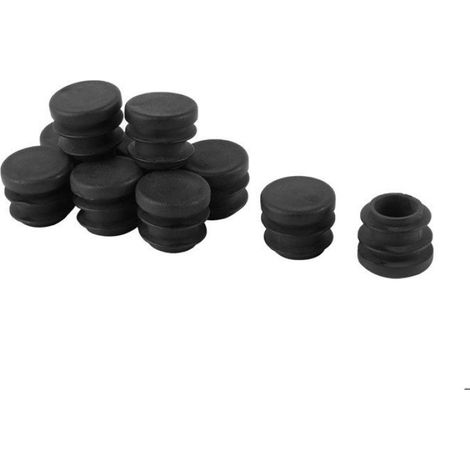 Patins pour meubles 10pcs Bouchon Pied chaise Embout Cap Jambe Tube Insert Table Protecteur Rond Noir 16mm dia. plast. (1/4)