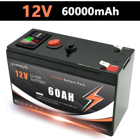 Assembles a 12V 150Ah lithium-ion battery with rechargeable power indicator, USB port - 60AH - 12.6V