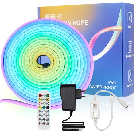 Bande LED néon flexible, 72 diodes, 2 m, télécommande, application, pour la décoration de meubles, téléviseurs, étagères et environnements intérieurs.-AquaForge (1/5)