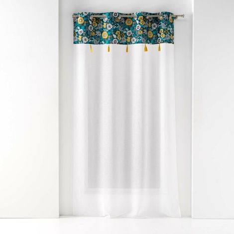 Voilage sablé imprimé floral Bleu 140x240 cm (1/3)