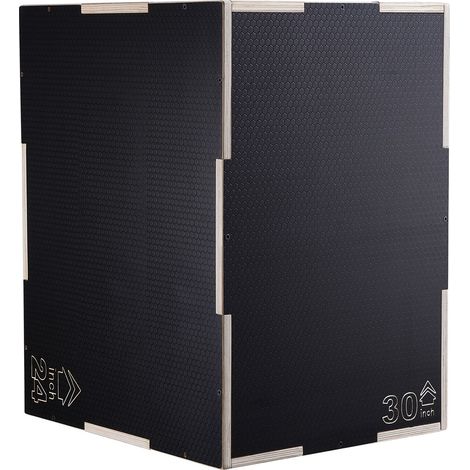 Boîte Plyométrique 3-en-1 en Bois, 30/24/20 cm, Plateforme d'Agilité, Anti-Dérapant, pour Entraînement de Force à Domicile, Noir (1/5)