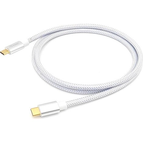CABLE USB-C MACHO USB-C MACHO USB 3.2  1M TRANSFERENCIA 10G 5A (100W) COLOR BLANCO (1/4)
