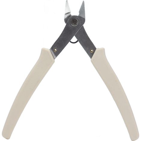SP-23 Pince à couper précision en acier inoxydable et caoutchouc, ressort économisant effort et poignée confort, pour découpe maquette plastique résine 0.3mm, blanc ivoire argent (1/5)